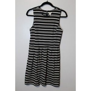 J Crew Black and Beige Stripe Casual Dress Size XS